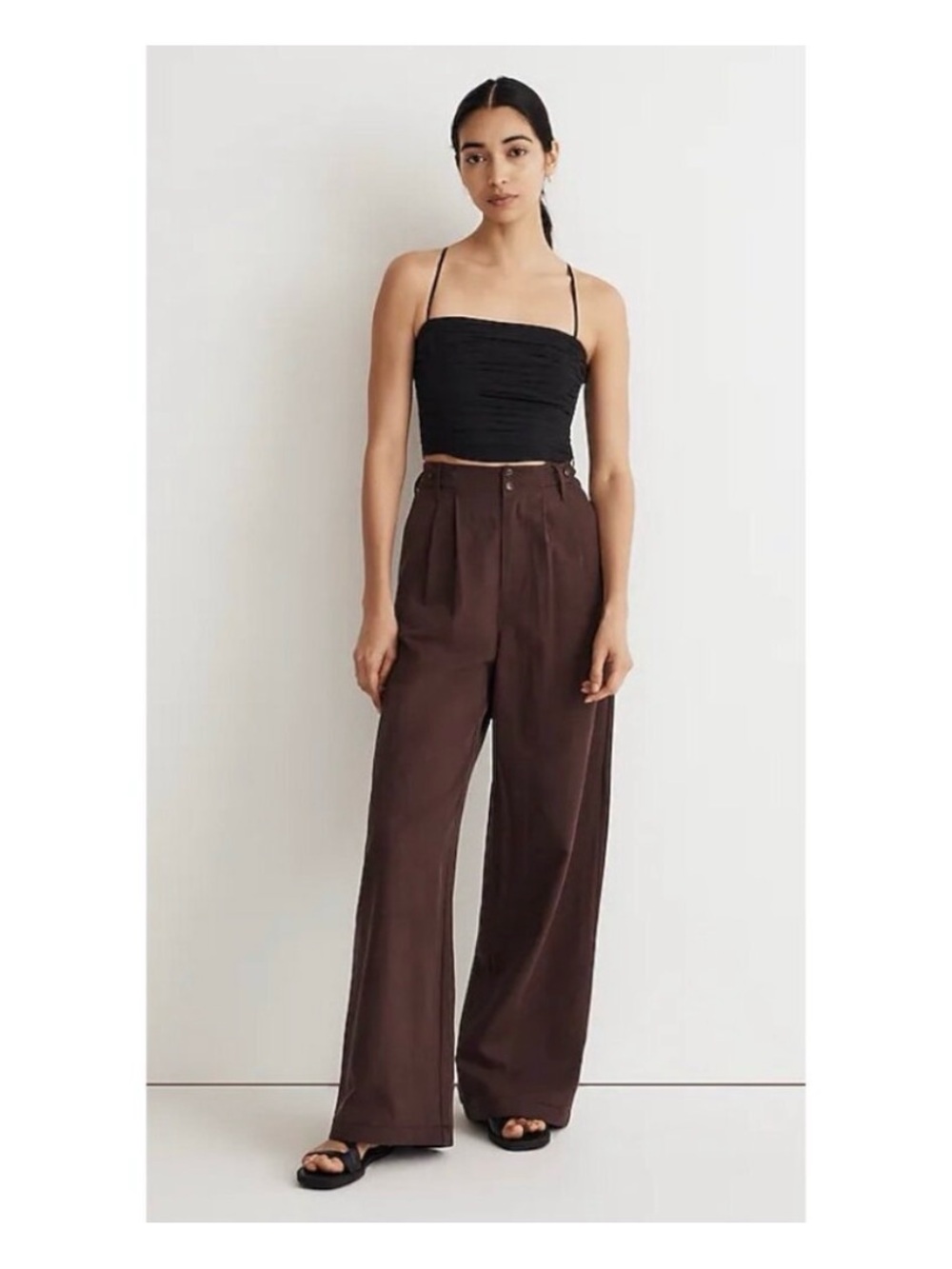 Madewell Brown Harlow Wide-Leg High-Waist Pant